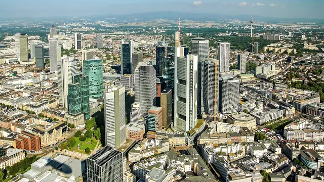 Frankfurt central business district skyline