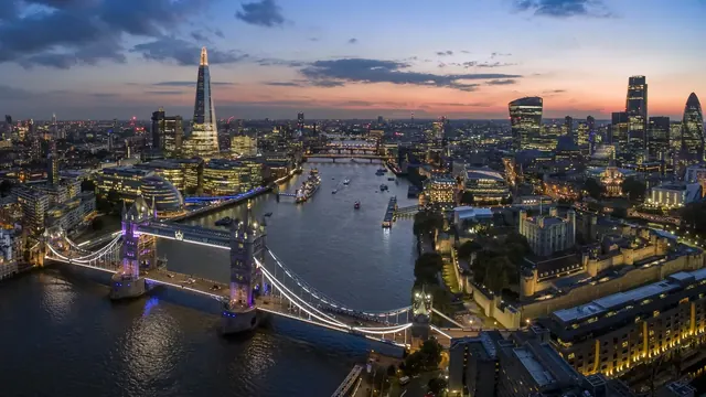London skyline and the River Thames at sunset
