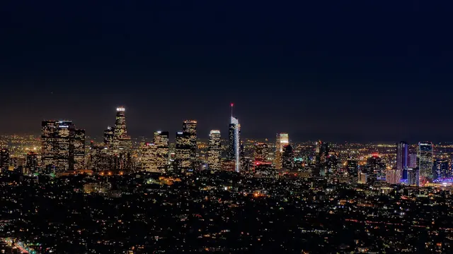 Downtown Los Angeles skyline at night viewed from Griffith Observatory