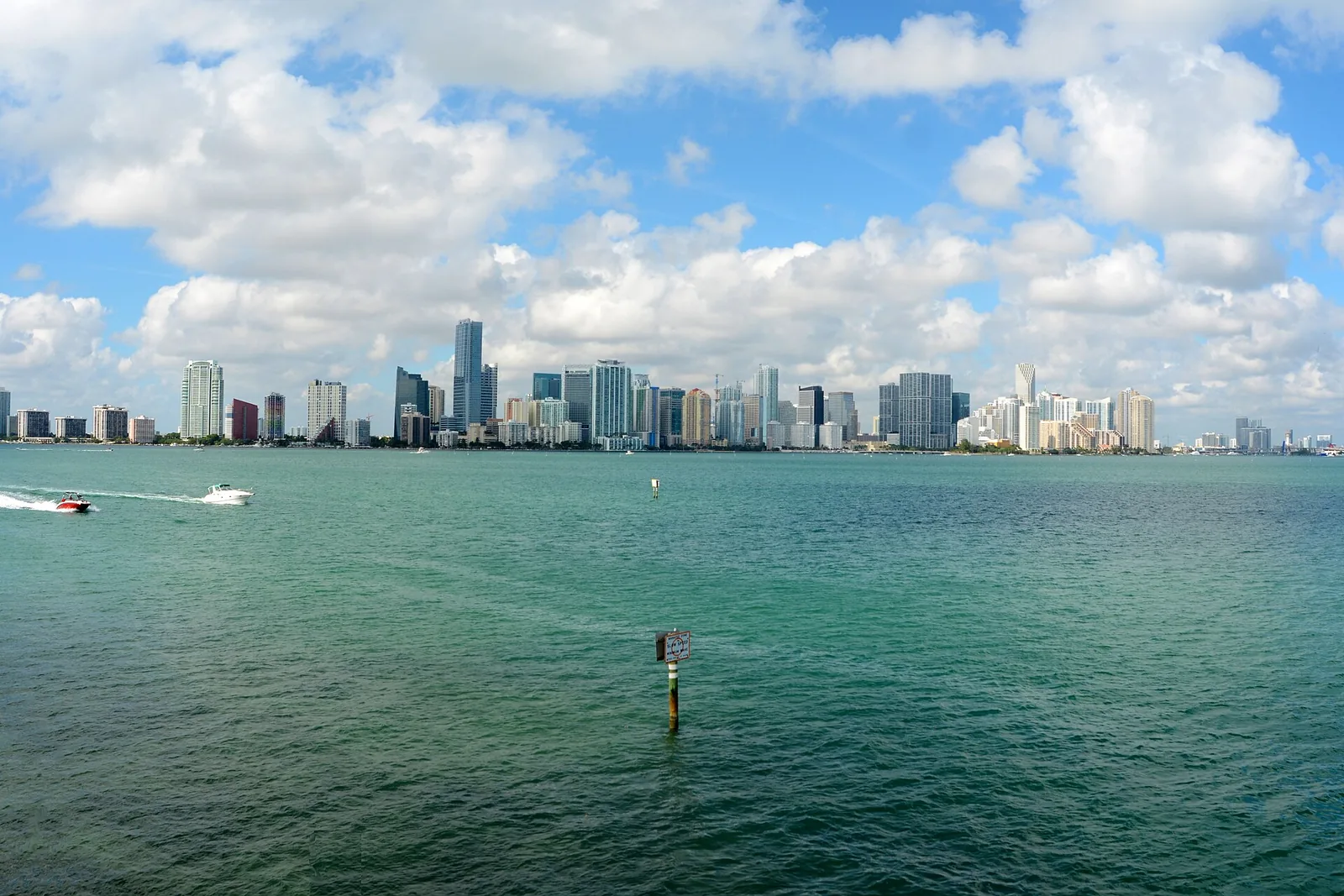 Downtown Miami skyline beside Biscayne Bay