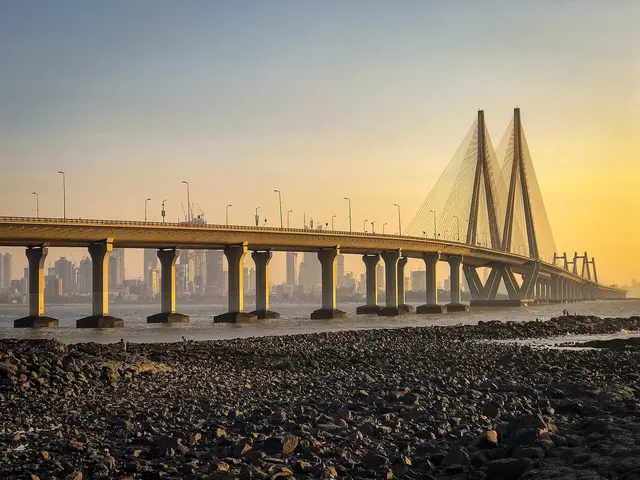 Bandra-Worli Sea Link crossing the water in Mumbai