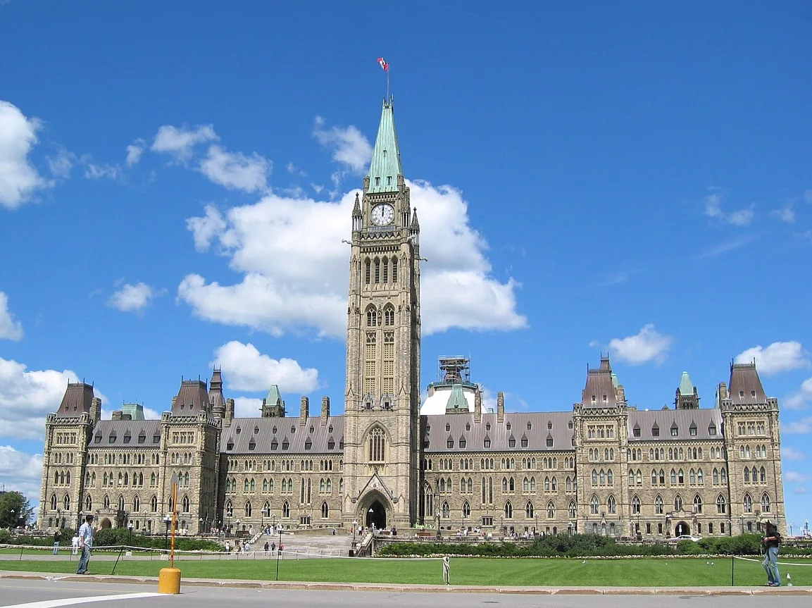 Canadian Parliament Buildings and Peace Tower on Parliament Hill in Ottawa
