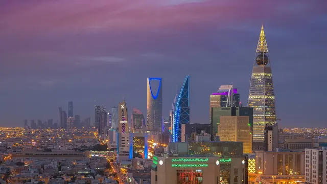 Riyadh skyline with illuminated towers