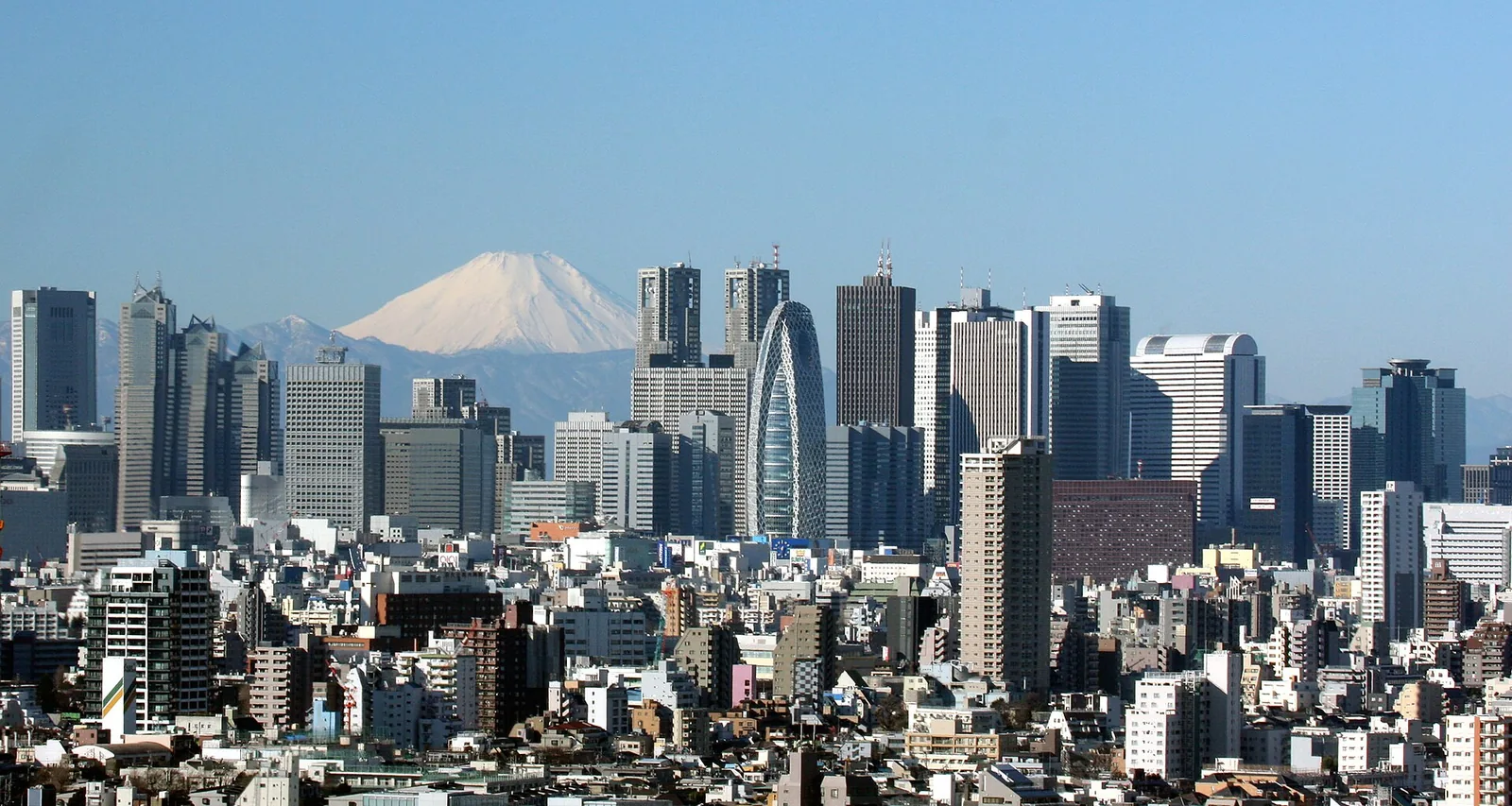 Shinjuku skyscrapers and Mount Fuji viewed from the Bunkyo Civic Center in Tokyo