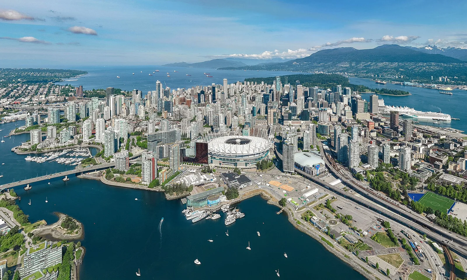 Downtown Vancouver skyline with mountains beyond