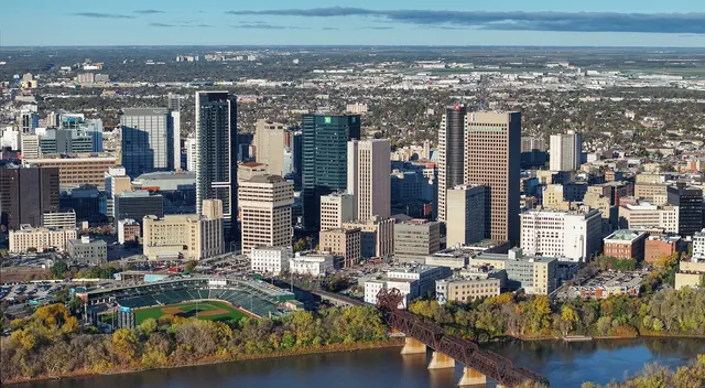 Winnipeg skyline viewed across the city